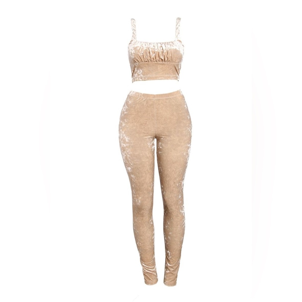 NEW VELVET PANT AND CROP TOP SET